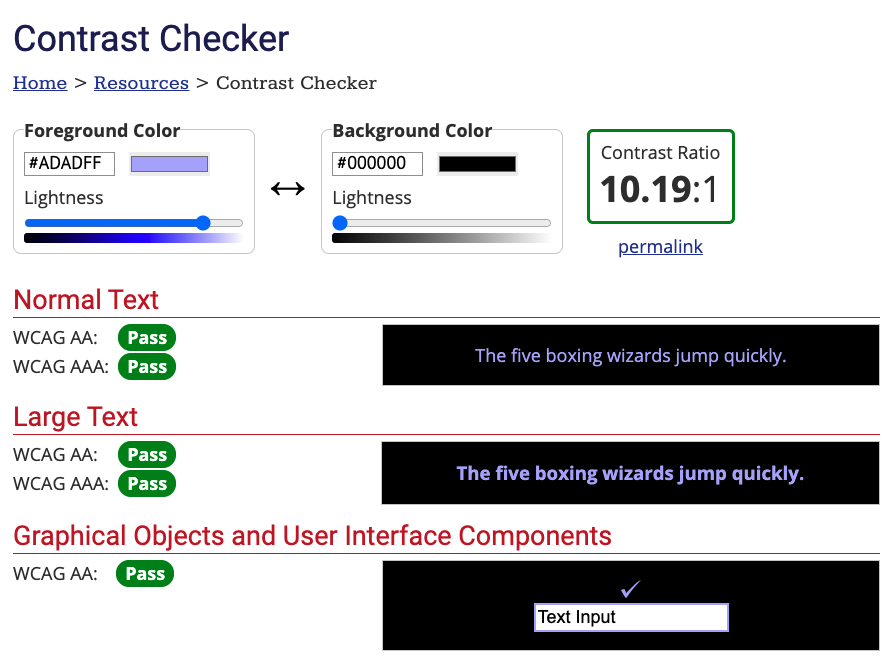 Web Aim Color Contrast Checker!